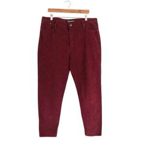 Garnet Hill Organic Cotton Slim Corduroy Pants Rustic Red Size 18